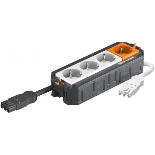 Рамка 4-модульная с розетками 3 белые, 1 оранжевая, 250 V, 16 A, 2P+E, штекер WINSTA MIDI
