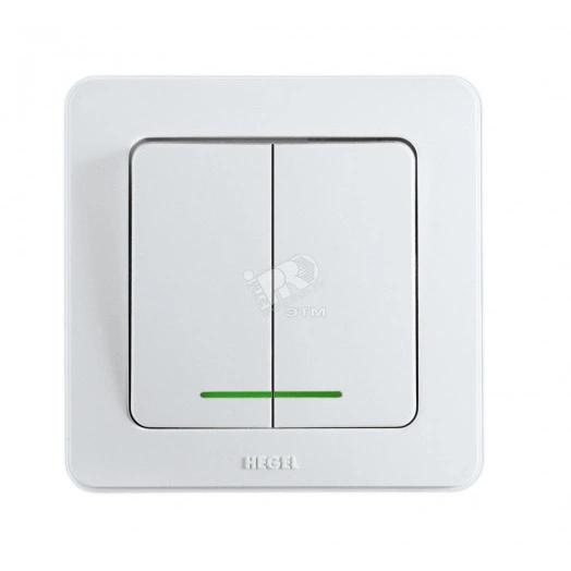 Выключатель двухклавишный скрытый с индикацией белый 10А