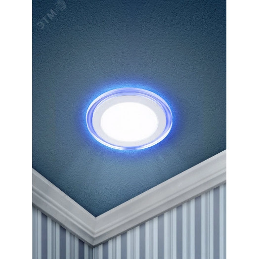 LED 3-6 BL Точечные светильники ЭРА светодиодный круглый c cиней подсветкой LED 6W 220V 4000K