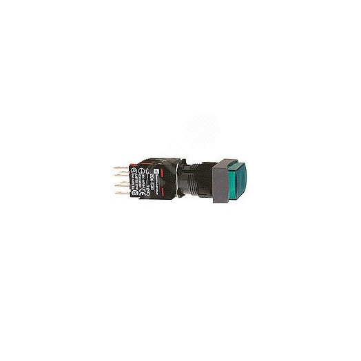 Кнопка 16мм 12-24В зеленая квадратная с подсветкой