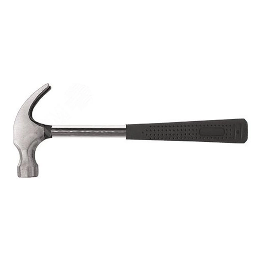 Молоток-гвоздодер, металлическая ручка, резиновая рукоятка 25 мм, 340 гр