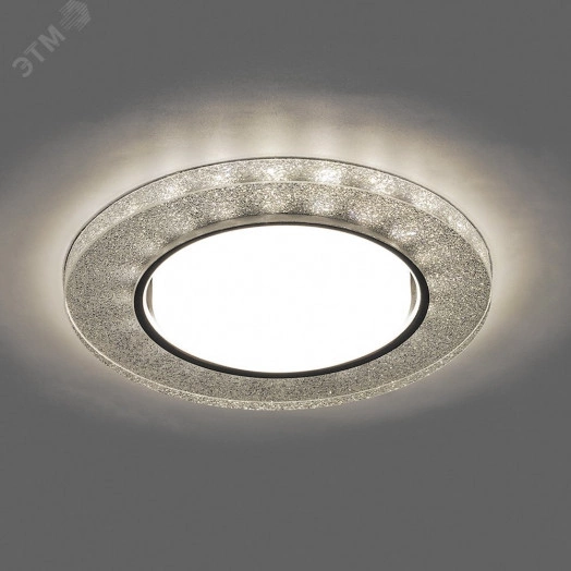 Светильник ДВО-15w GX53 без лампы со светодиодной подсветкой 4000К серебро хром