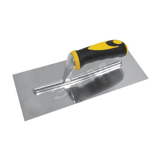 Гладилка нержавеющая, мягкая черно-желтая ручка 280х130 мм плоская