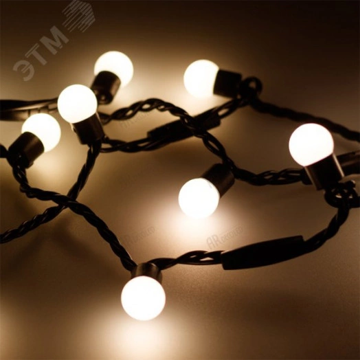 Гирлянда светодиодная декоративная ARD-BALL-CLASSIC-D17.5-10000-BLACK-100LED WARM (230V, 7W) (ARDCL, IP65)