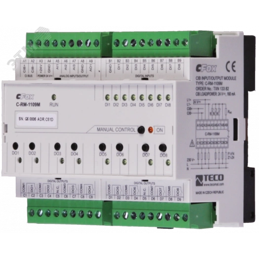 Модуль дискретных и аналоговых вх/вых C-RM-1109M C-RM-1109M: CIB, 3x AI, 8X DI, 1x AO, 8x RO, доб. источник питания