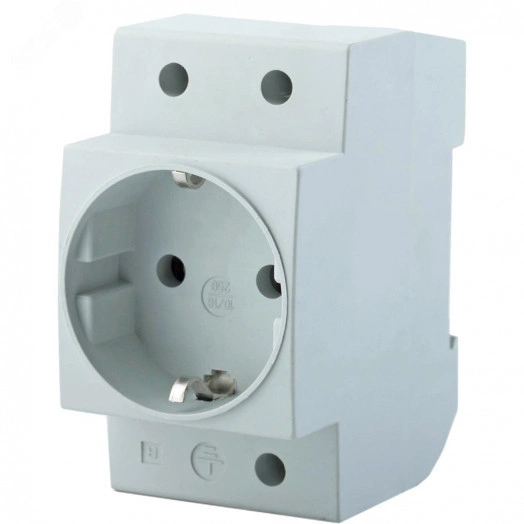 Розетка на DIN-рейку 1-местная c/з, серый Stekker