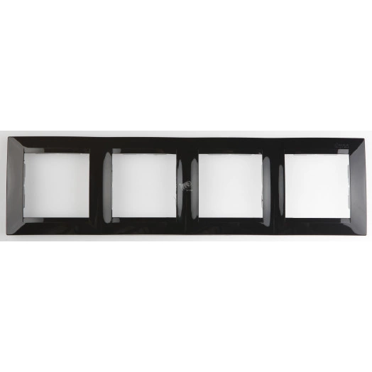 Рамка на 4 поста черный глянец