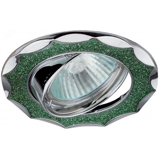 Светильник  декор звезда  со стеклянной крошкой MR16,12V/220V, 50W, хром/зеленый  DK17 CH/SH GR ЭРА