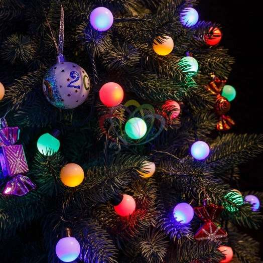 Гирлянда домашняя LED - шарики RGB d30мм 5м