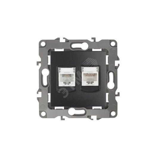 Розетка комбинированная RJ45+RJ11, Эра12, антрацит, 12-3109-05