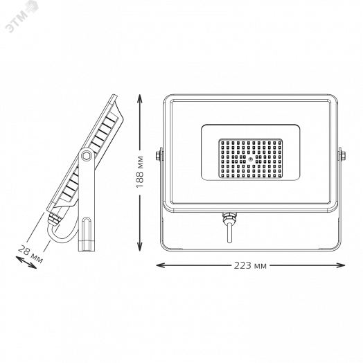 Прожектор светодиодный ДО-50 Вт 6000 Лм 3000К 175-265 В IP65 черный LED Qplus Gauss