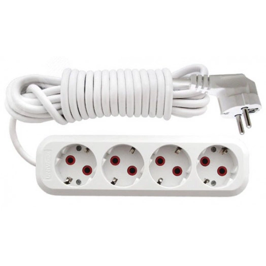 Удлинитель бытовой с заземлением ПВС (3х0,75) 4 гн