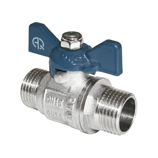 Кран шаровой НН 1/2 бабочка никелированный