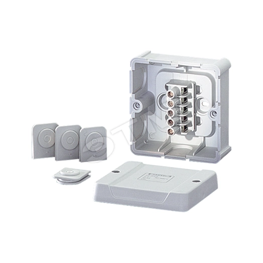 Коробка клеммная 5-полюсная 1.5-4 кв.мм 88х88х49 IP54 серая для кабель-канала