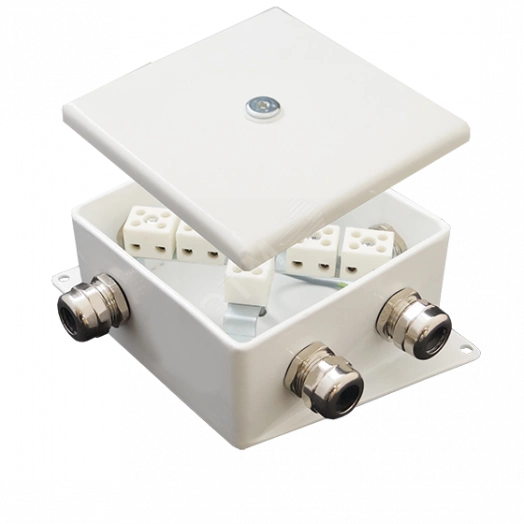 Коробка монтажная огнестойкая КМ-О (4к*60)-IP66-120х120 три ввода ABD