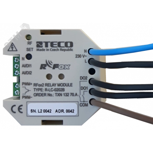 Радио модуль дискретных вх/вых  R-LC-0202B-A: RFox2, 2x DI, 2x RO-800A NO (Нормально открытый контакт), радио тип A
