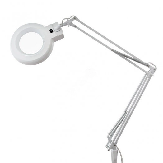 Лупа на струбцине , круглая, 3D, белая