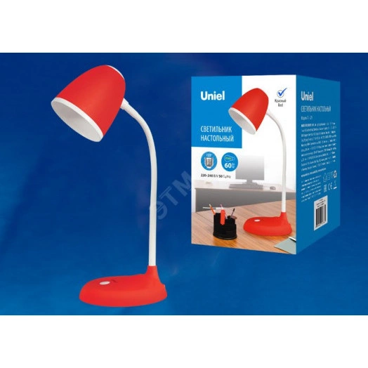 Светильник настольный, 60W.  Е27. TLI-228 RED E27  Механический выключатель. Красный. ТМ Uniel.
