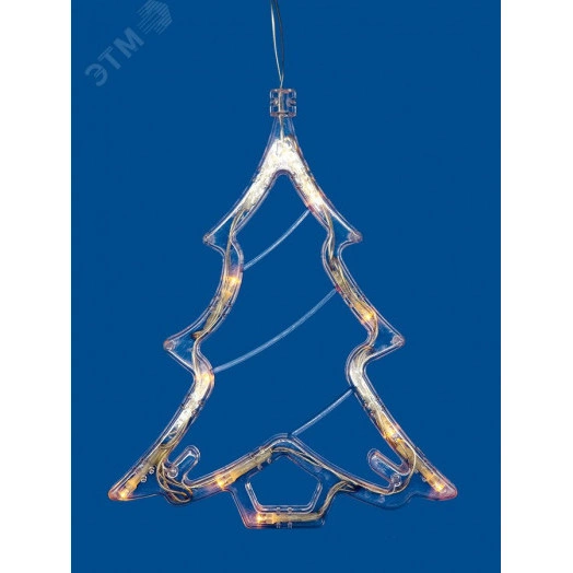 Фигура светодиодная Ёлочка на батарейках 3AAA (не в/к) 18х19см Подвесная 10 светодиодов Теплый белый свет Провод прозрачный