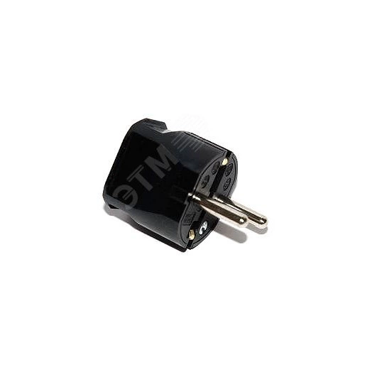 Вилка кабельная бытовая с прямым вводом, термопласт 16A 2P+E 250V IP20, чёрный