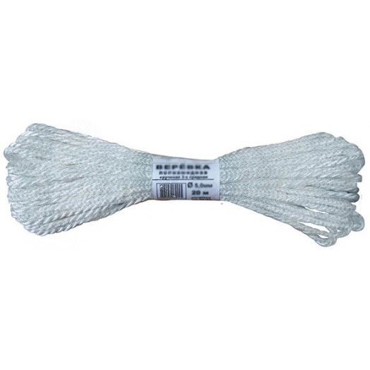 Веревка вязаная полипропиленовая, 8 мм х 20 м, р/н= 300 кгс
