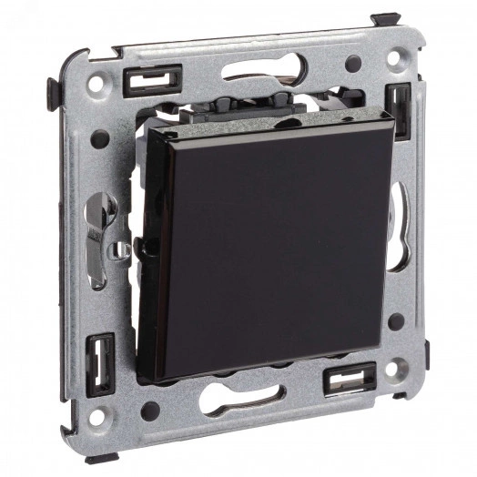 Выключатель одноклавишный, в стену, ''Черный квадрат''