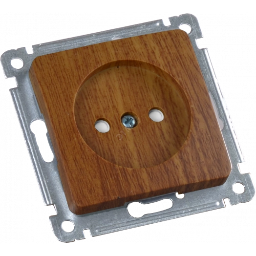 MASTER Розетка одноместная со шторками, скрытой установки, в рамку, дуб