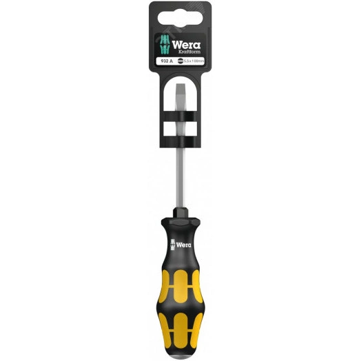 Отвертка силовая шлицевая 932 A SL SB 1.6 x 9 x 150 мм с держателем-еврослот