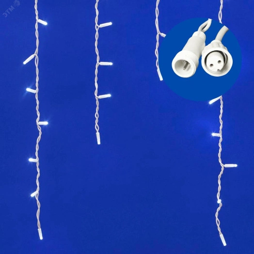 Бахрома светодиодная со статическим свечением 3м Соединяемая 200 светодиодов Белый свет Провод белый ULD-B3010-200/SWK WHITE IP67