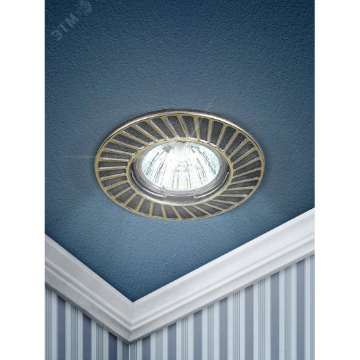 Светильник штампованный MR16,12V/220V, 50W сатин серебро/золото ST6 GD/SS  ЭРА