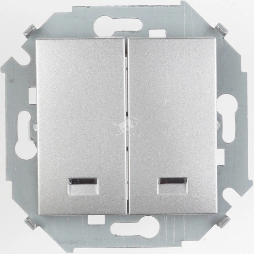 Выключатель двухклавишный с подсветкой, 16А, 250В, винтовой зажим, алюминий