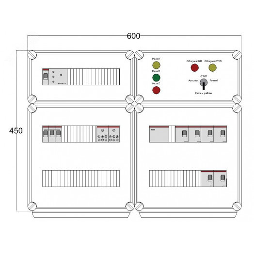 Щит управления электрообогревом DEVIBOX HR 6x2800 D316 (в комплекте с терморегулятором и датчиком температуры)