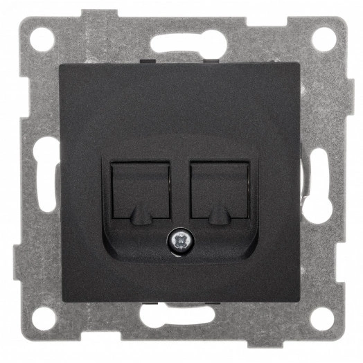 GUSI Ugra механизм розетки  компьютерной RJ45, двойной, скрытая установка.  Цвет графит.