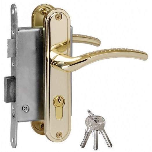 Замок врезной с ручками Стандарт ЗВ4-7.03С, золото