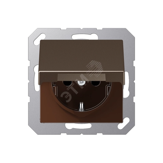 JUNG розетка с откидной крышкой и индикацией      напряжения мокка