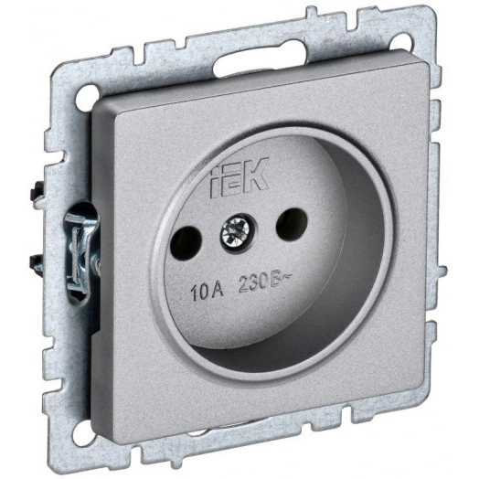 Розетка BRITE РС10-1-0-БрА 10А без заземл. без защ. шторок алюм. IEK BR-R10-10-K47