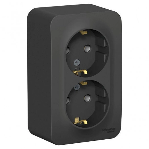 Розетка 2-м ОП Blanca 16А IP20 250В с заземл. без защ. шторок антрацит SchE BLNRA010206