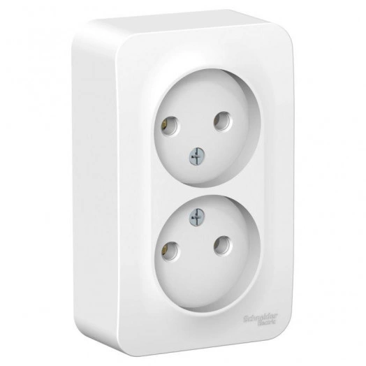 Розетка 2-м ОП Blanca 16А IP20 250В без заземл. без защ. шторок с монтаж. пластиной бел. SchE BLNRA000221