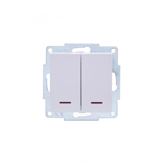 Механизм выключателя 2-кл. с индик. СП VESNA бел. LEZARD 742-0288-112