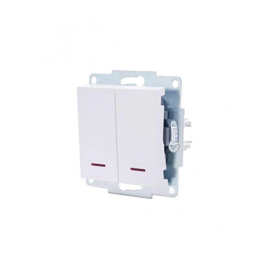 Механизм выключателя 2-кл. с индик. СП VESNA бел. LEZARD 742-0288-112