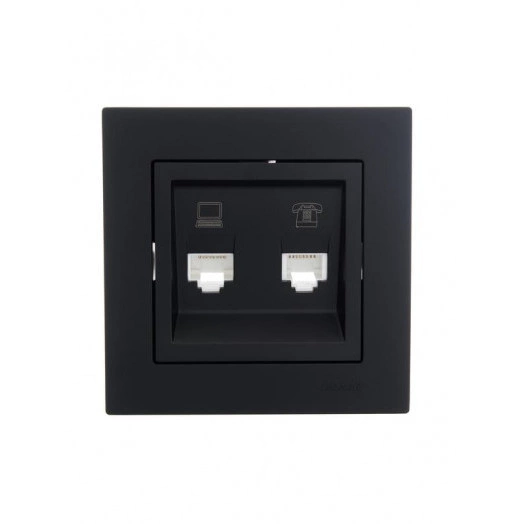 Розетка компьютерная + телефонная 1-м СП Vesna механизм черн. бархат LEZARD 742-4288-143