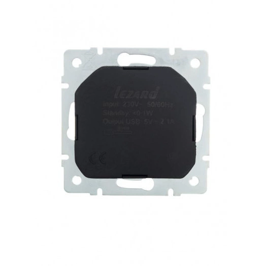Розетка 1-м СП Vesna с заземл. с заряд. устройством USB механизм бел. LEZARD 742-0288-181