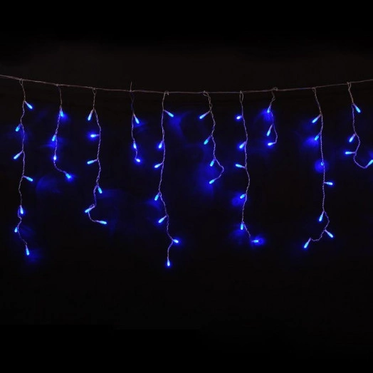 Гирлянда "Бахрома" OIC100LSE-B-T-I4-F 100 син./бел. светодиодов 2х0.56м 20нитей 24/56/32/48см соединяемая до 20шт. уличная мерцающая SHLights OIC100LSE-B-T-I