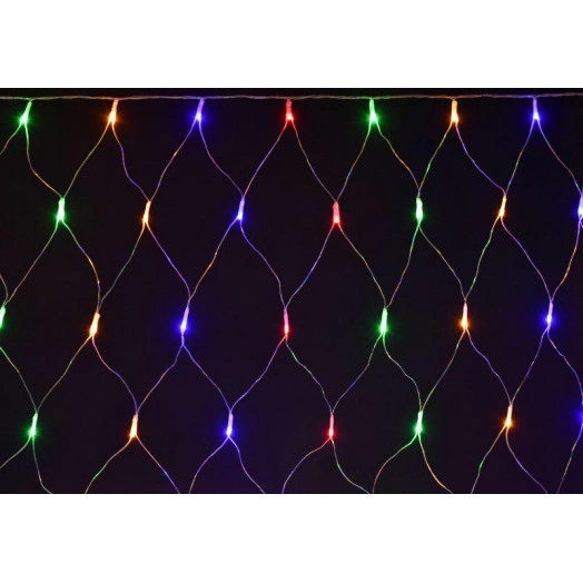 Гирлянда "Сеть" 1.5х1.5м 160LED RGB IP20 провод прозр. 230В с контроллером 8 режимов IEK LGDB410-3-160-L1-T-S-44