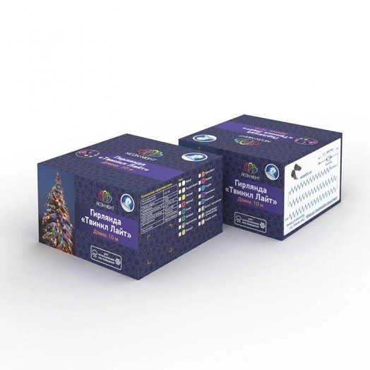 Гирлянда светодиодная "Твинкл Лайт" 20м 200LED мультиколор 20Вт 230В IP65 с контроллером 8 режимов провод черн. ПВХ Neon-Night 303-149