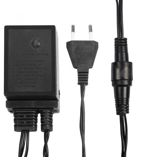 Гирлянда светодиодная "Твинкл Лайт" 20м 200LED мультиколор 20Вт 230В IP65 с контроллером 8 режимов провод черн. ПВХ Neon-Night 303-149