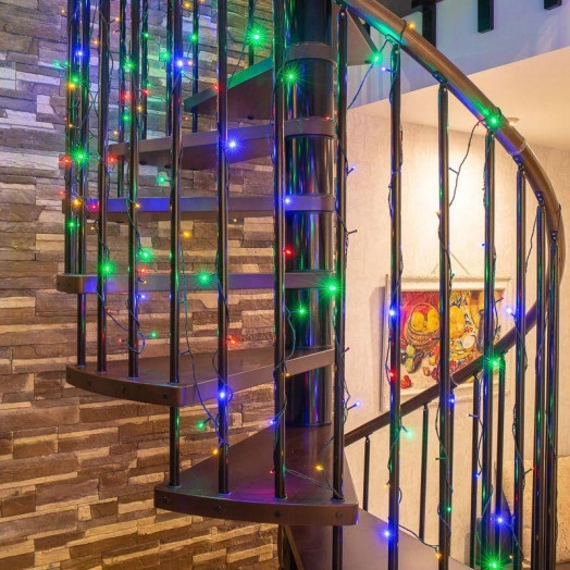 Гирлянда светодиодная "Твинкл Лайт" 20м 160LED мультиколор 10Вт 220В IP20 с контроллером 8 режимов провод темн. зел. ПВХ Neon-Night 303-119