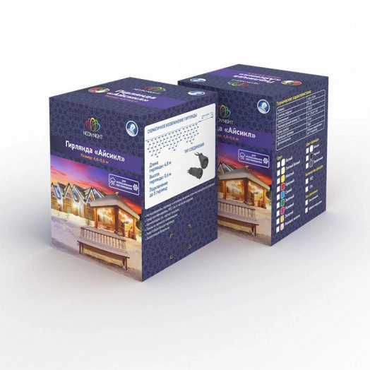 Гирлянда "Айсикл" (бахрома) 2.4х0.6м 88LED бел. эффект мерцания 5.5Вт 230В IP65 провод бел. Neon-Night 255-036