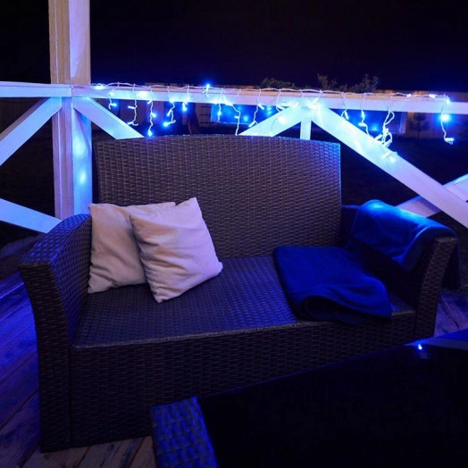 Гирлянда "Айсикл" (бахрома) 2.4х0.6м 88LED бел. эффект мерцания 5.5Вт 230В IP65 провод бел. Neon-Night 255-036