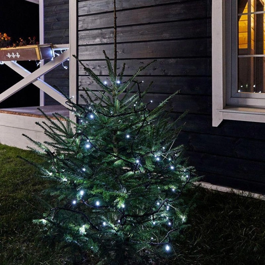 Гирлянда светодиодная "Твинкл Лайт" 10м 100LED бел. 10Вт 220В IP65 с контроллером 8 режимов провод черн. ПВХ Neon-Night 303-135